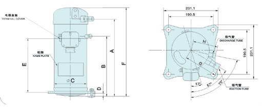 大金G型压缩机标准尺寸 制冷剂R22/R407C